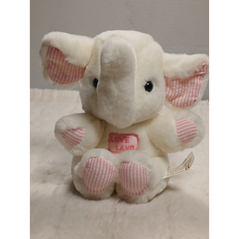 C&A Baby Club Elephant Plush‎ Vintage 1974 Pink Gingham Cream Lovey 8"